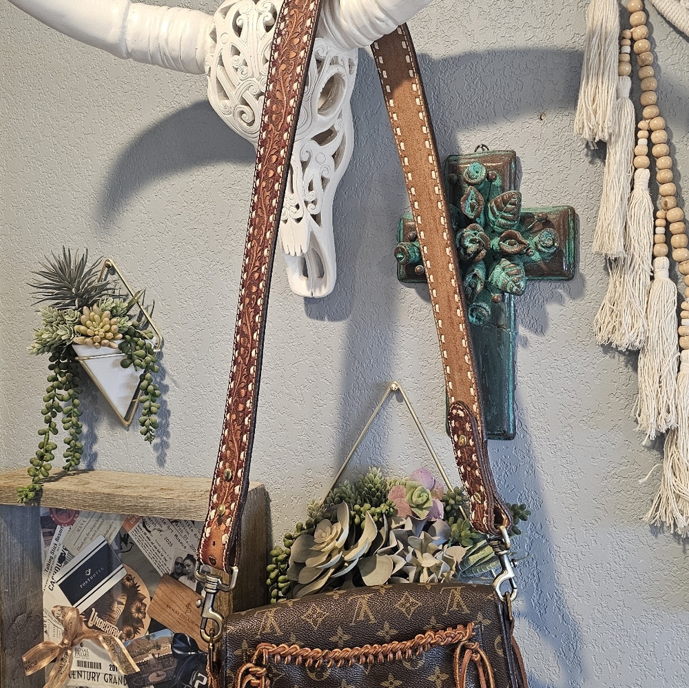 Upcycled Louis Vuitton Monogram Multi-Brown Fringe Crossbody Bag - Picture 10 of 12